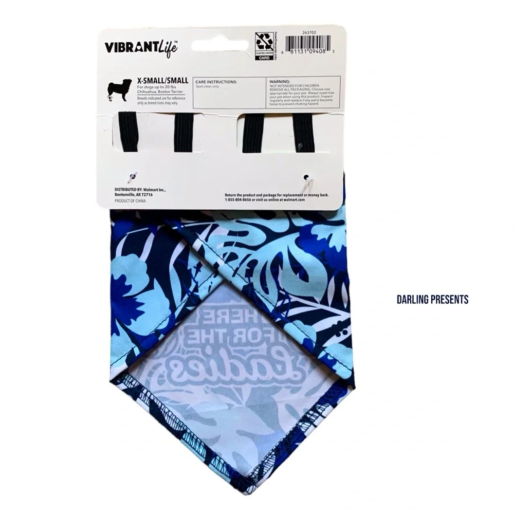 Vibrant Life ‘Here For The Ladies’ Dog Bandana Set Color Blue Size XS/S